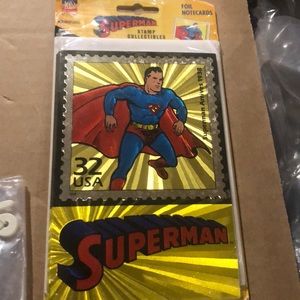 Unopened Superman stamp collectible foil notecard